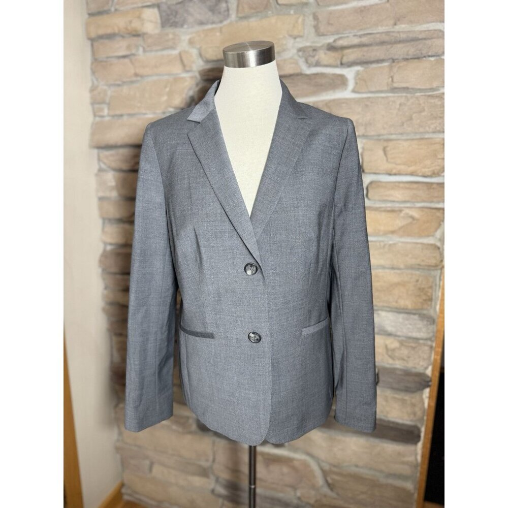Women's Talbots Two Button 100% Wool Gray Blazer Sz 12